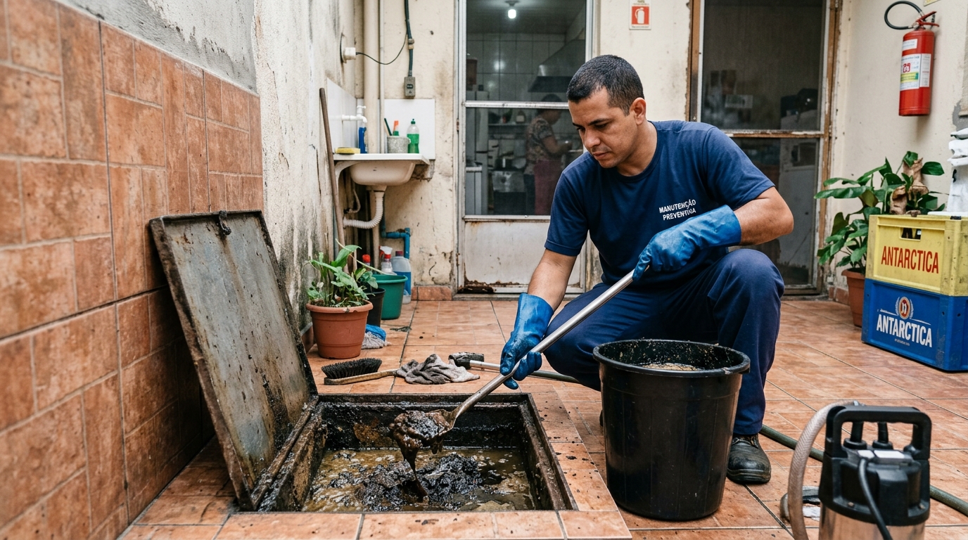 Equipe de limpeza de caixa de gordura em Fortaleza-CE